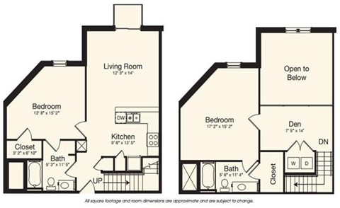 Floor plan for 2 beds, 2 baths, 1244 sqft