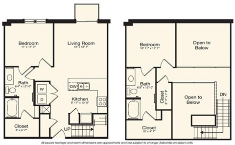 Floor plan for 2 beds, 2 baths, 1123 sqft