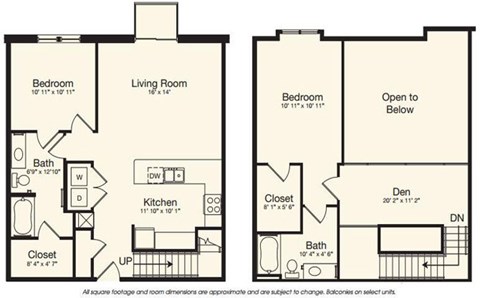 Floor plan for 2 beds, 2 baths, 1336 sqft