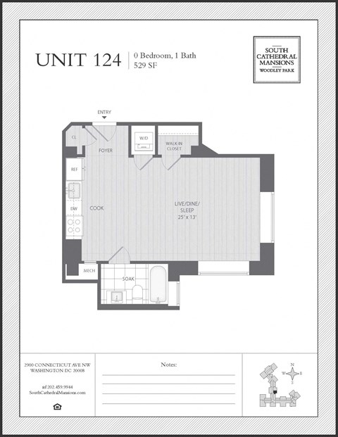 Floor plan for studio, 1 bath, 707 sqft