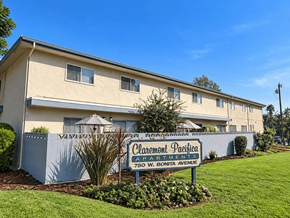 Claremont multi-family for rent - A building with a sign that says Claremont Pacifica Apartments.