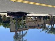 Gardena multi-family for rent - A car is reflected in a puddle on the street.