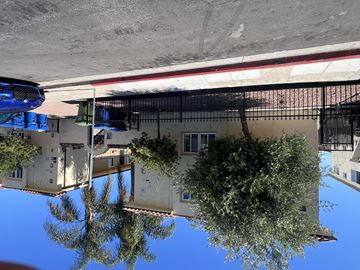 Harbor City multi-family for rent - A car is parked under a tree with a building in the background.