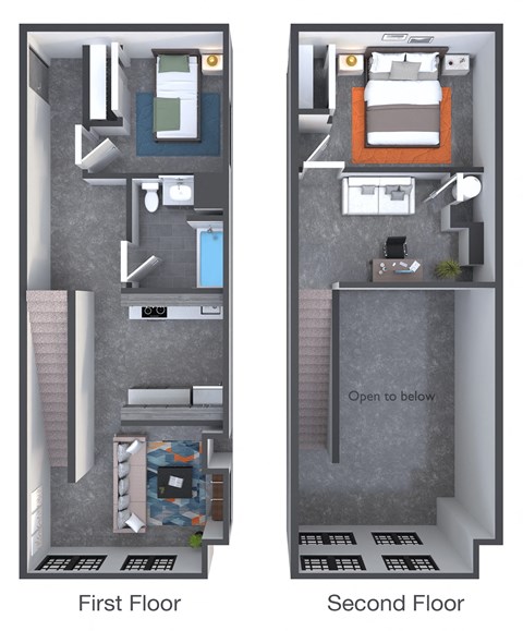 Floor plan for 2 beds, 1 bath, 922 sqft