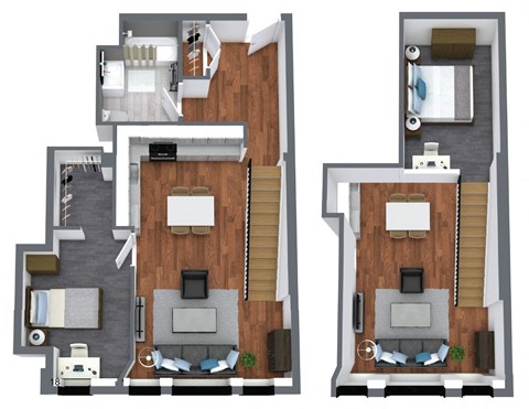 Floor plan for 1 bed, 1 bath