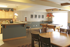 Lakeville apartment for rent - a community room with a pool table and dining table
