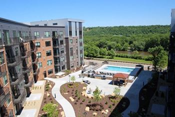 Multi-use courtyard will pool & grilling stations