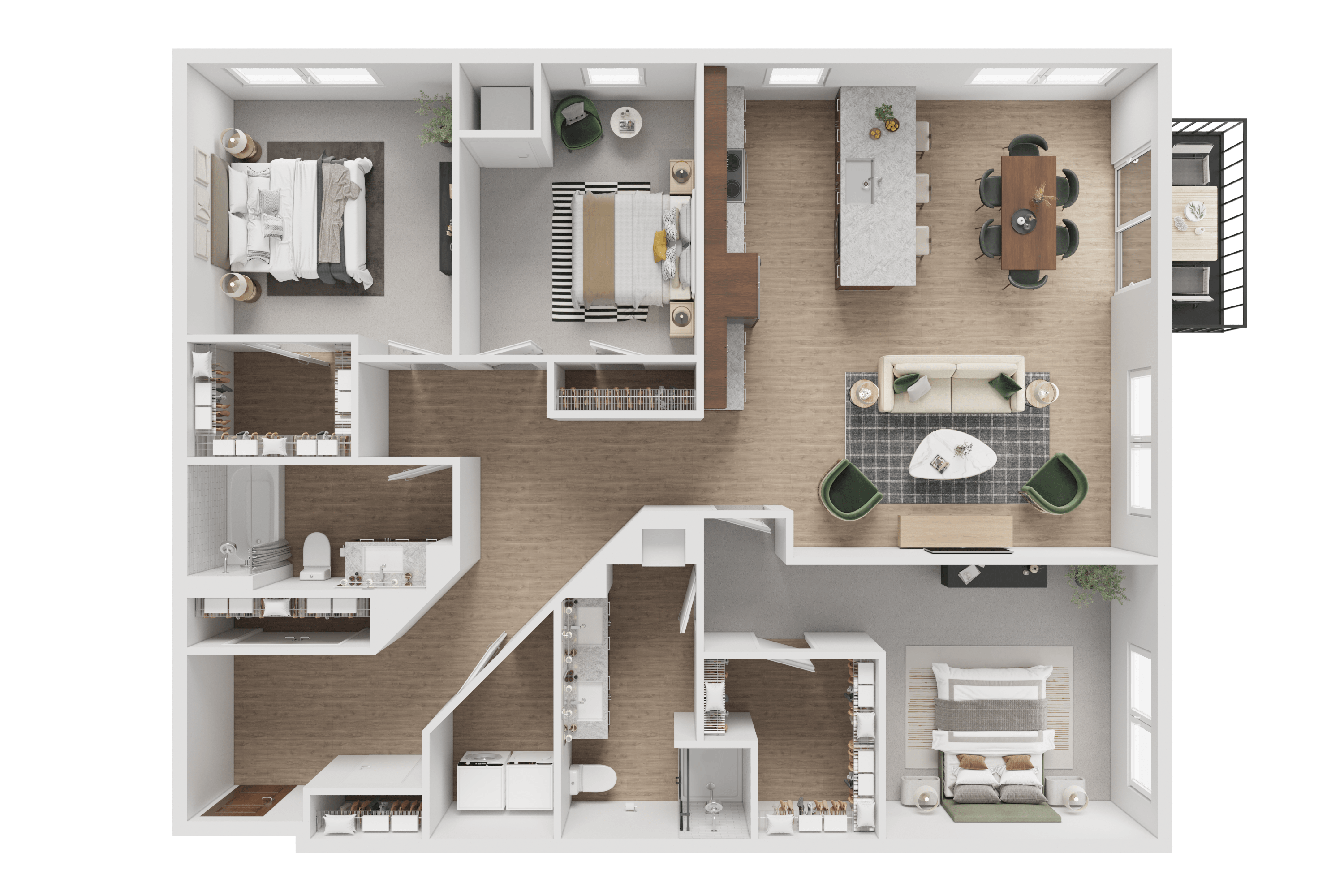 Floor plan for 3 beds, 2 baths, 1600 sqft
