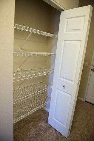 Generous walk-in closets with shelving