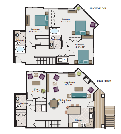Floor plan for 4 beds, 3 baths, 2100 sqft