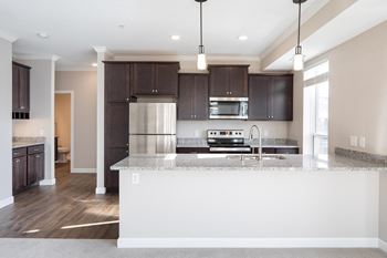 Kitchen with modern lights