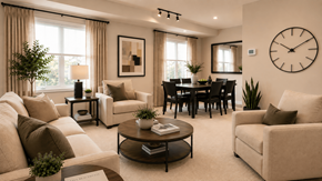 Essex apartment for rent - A living room with a large clock on the wall.