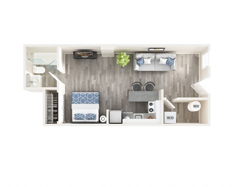 Floor plan for studio, 1 bath