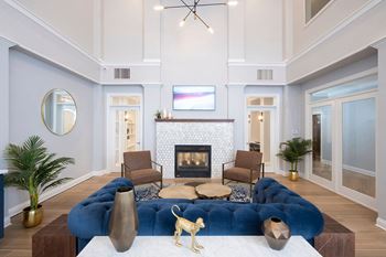 Clubroom with fireplace