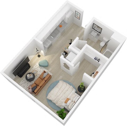 Floor plan for studio, 1 bath, 476 sqft