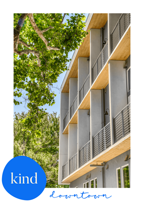 Sacramento apartment for rent - a picture of an apartment building with a blue circle with the word kind written on it