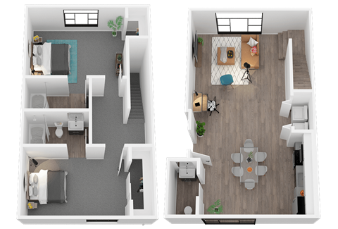 Floor plan for 2 beds, 2.5 baths, 1465 sqft