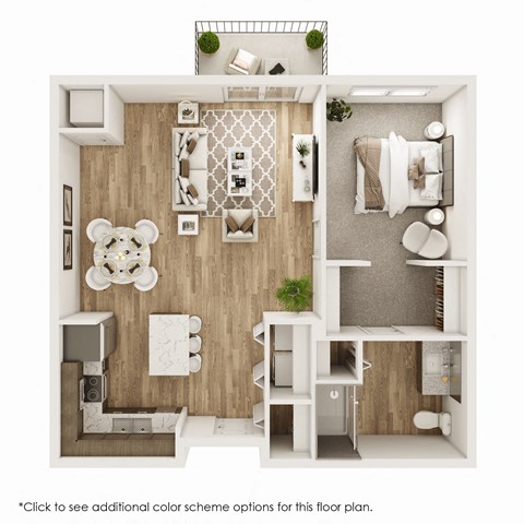 Floor plan for 1 bed, 1 bath, 810 sqft