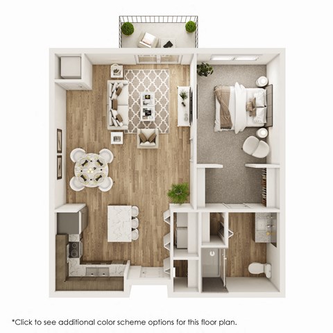 Floor plan for 1 bed, 1 bath, 810 sqft