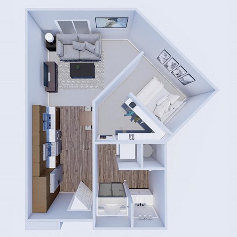 Floor plan for studio, 1 bath, 580 sqft