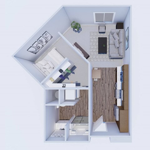 Floor plan for studio, 1 bath, 592 sqft