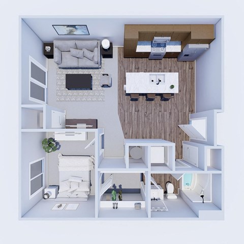 Floor plan for 1 bed, 1 bath, 826 sqft