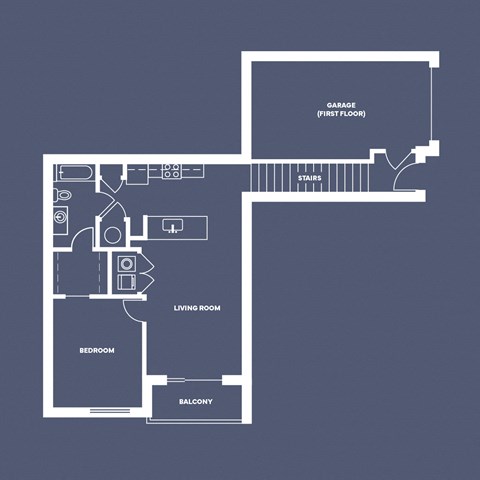 Floor plan for 1 bed, 1 bath, 826 sqft