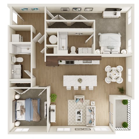Floor plan for 2 beds, 2 baths, 1062 sqft