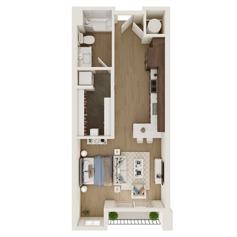 Floor plan for studio, 1 bath, 454 sqft