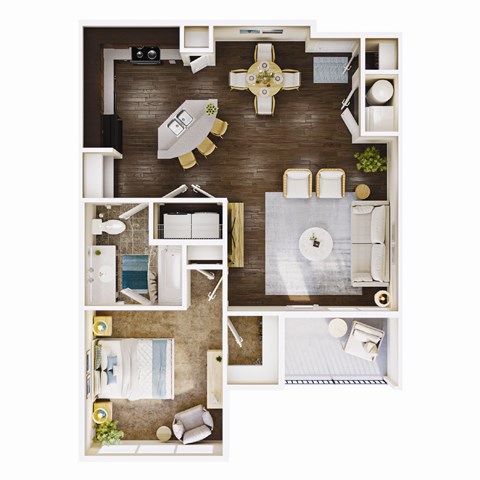 Floor plan for 1 bed, 1 bath, 815 sqft