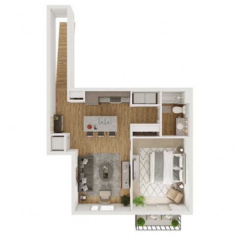 Floor plan for 1 bed, 1 bath, 720 sqft