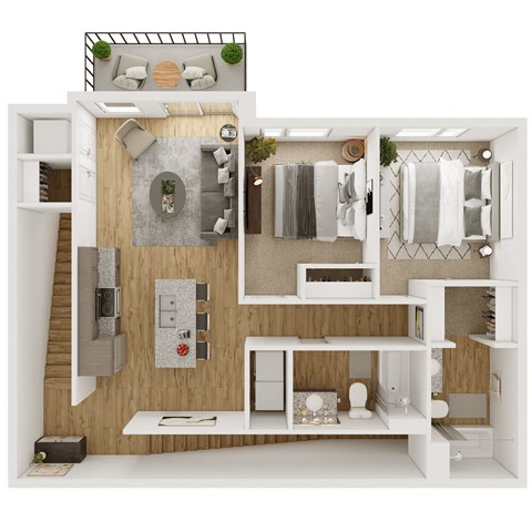 Floor plan for 2 beds, 2 baths, 868 sqft