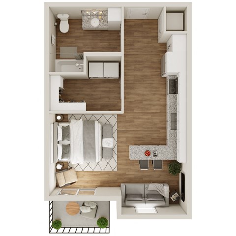 Floor plan for studio, 1 bath, 570 sqft