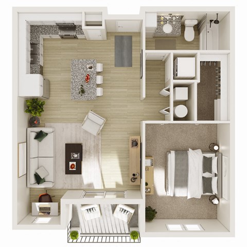 Floor plan for 1 bed, 1 bath, 768 sqft