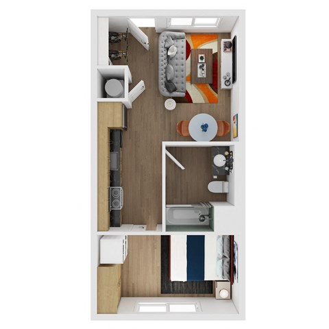 Floor plan for 1 bed, 1 bath, 450 sqft