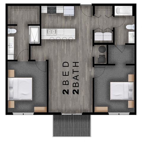 Floor plan for 2 beds, 2 baths, 1056 sqft