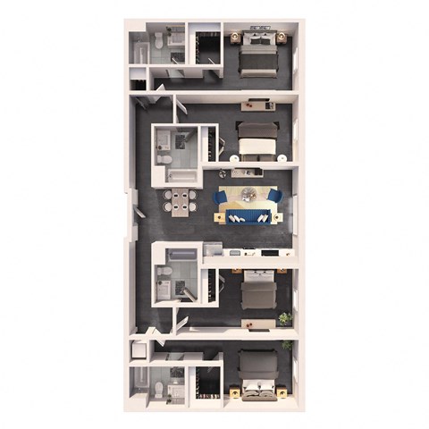 Floor plan for 4 beds, 4 baths, 1690 sqft