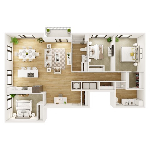 Floor plan for 3 beds, 2 baths, 1654 sqft