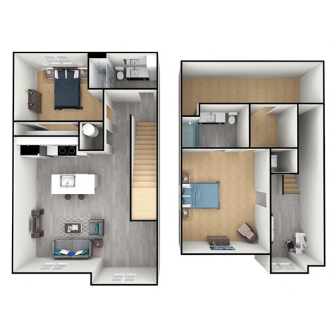 Floor plan for 2 beds, 2 baths, 1797 sqft