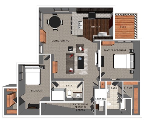 Floor plan for 2 beds, 2 baths, 1183 sqft