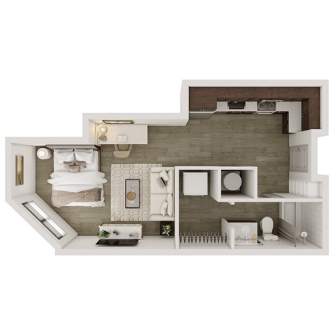 Floor plan for studio, 1 bath, 507 sqft