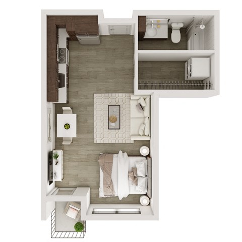 Floor plan for studio, 1 bath, 531 sqft