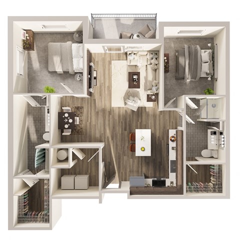 Floor plan for 2 beds, 2 baths, 1176 sqft