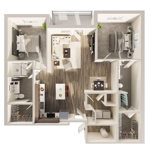 Floor plan for 2 beds, 2 baths, 1176 sqft