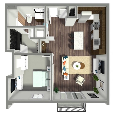 Floor plan for 1 bed, 1 bath, 831 sqft