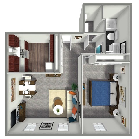 Floor plan for 1 bed, 1 bath, 540 sqft