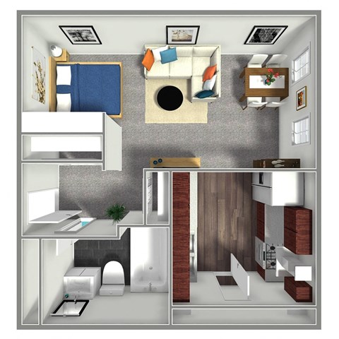 Floor plan for studio, 1 bath, 465 sqft