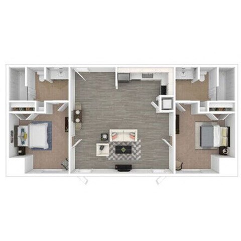 Floor plan for 2 beds, 2 baths, 1084 sqft