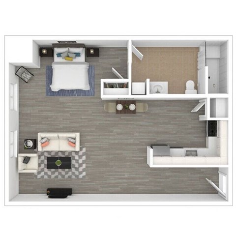 Floor plan for studio, 1 bath, 718 sqft