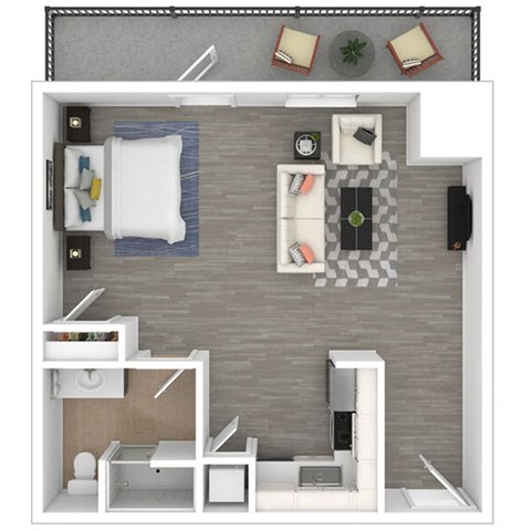 Floor plan for studio, 1 bath, 536 sqft